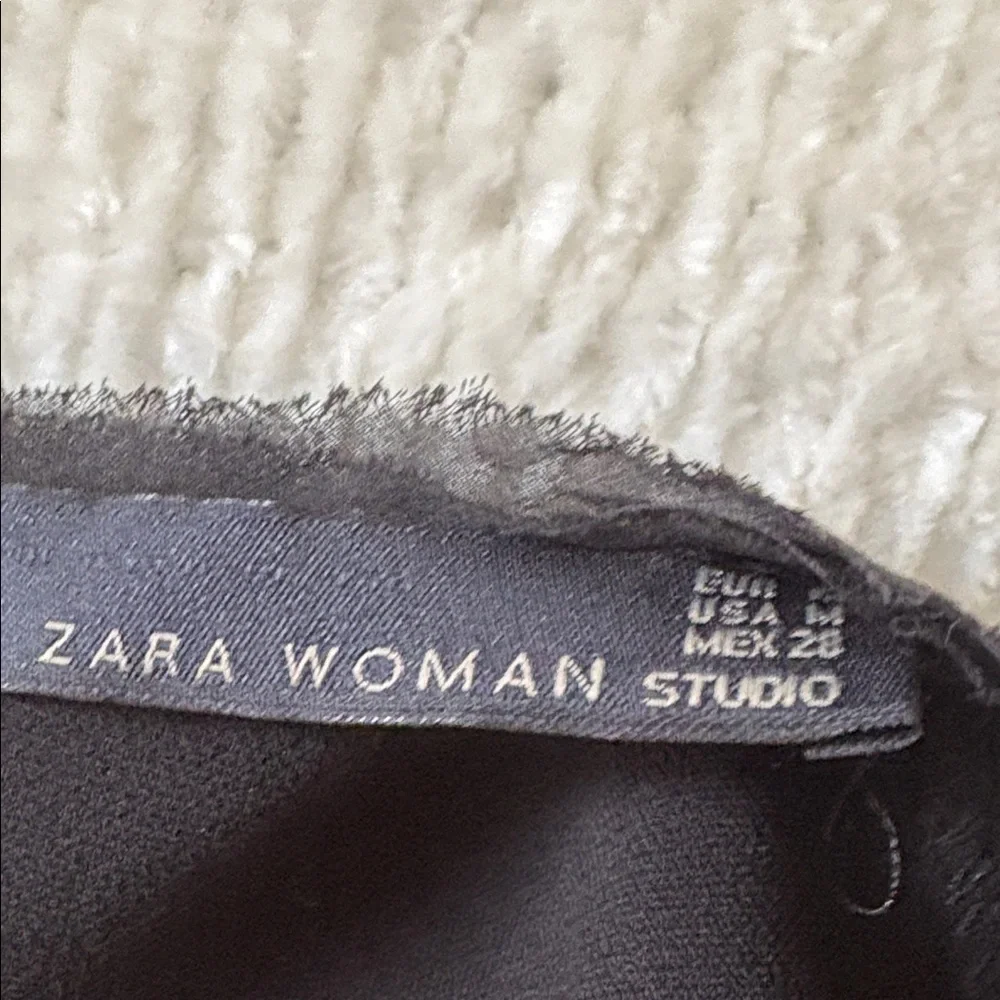 Zara Black Long Sleeve Peplum Blouse - Picture 6 of 7